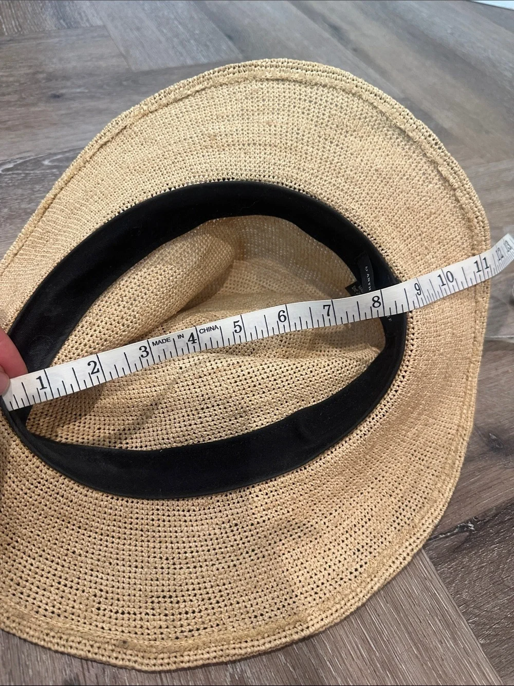 Anthropologie packable Straw Sun Hat with Braided Band - Natural Tan